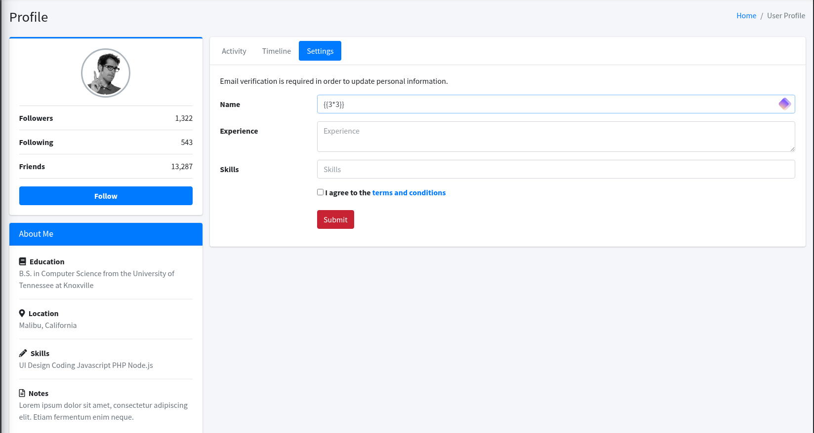 Profile Page